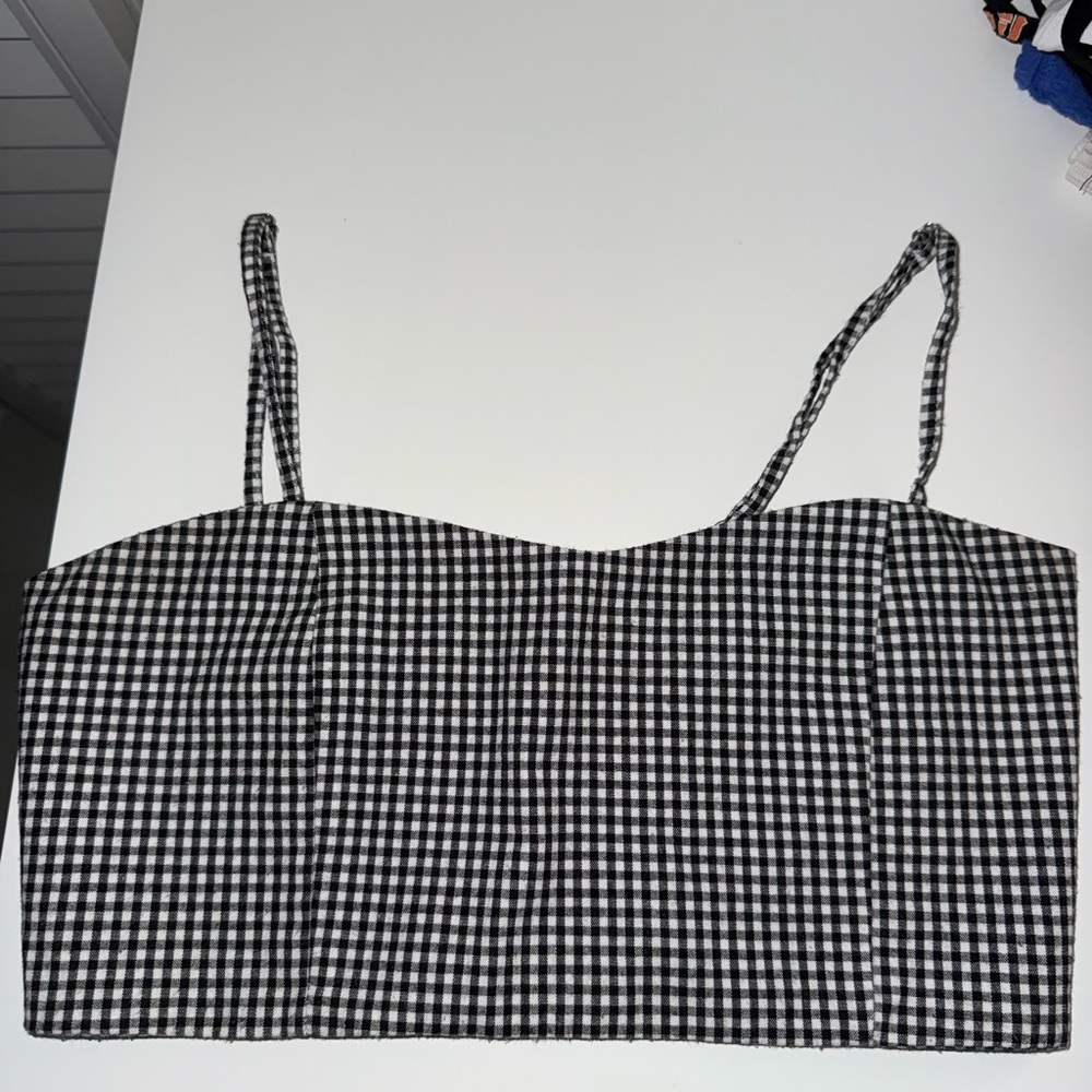 Brandy Melville Black and White Gingham Top